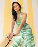 Green Striped Maxi Dress