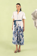 Blue Floral Midi Dress