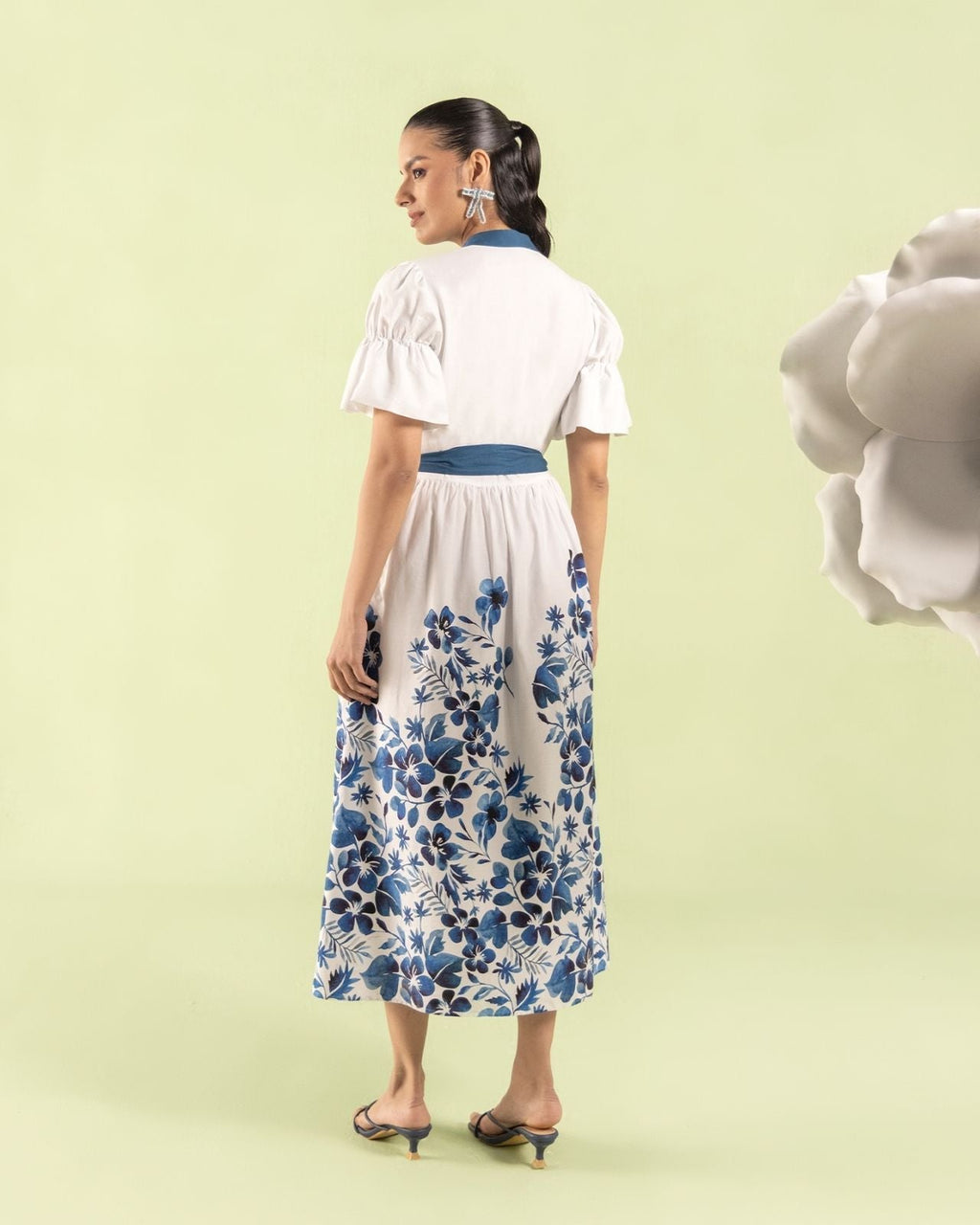 Blue Floral Midi Dress