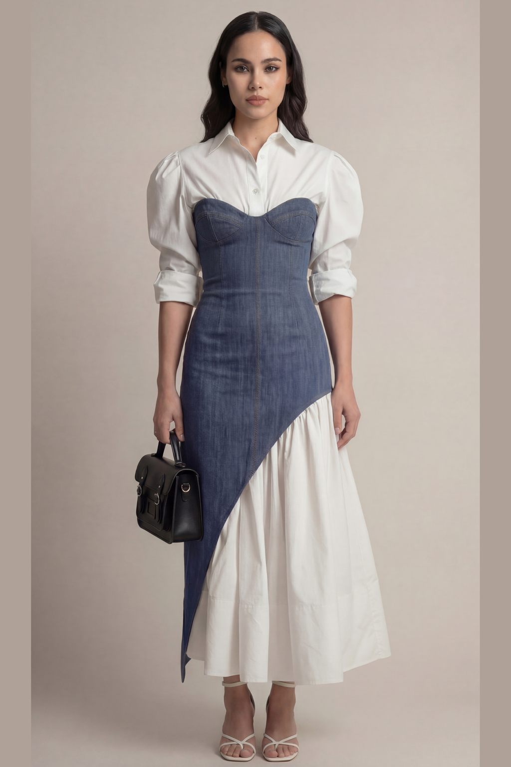 Denim Corset Shirt Midi