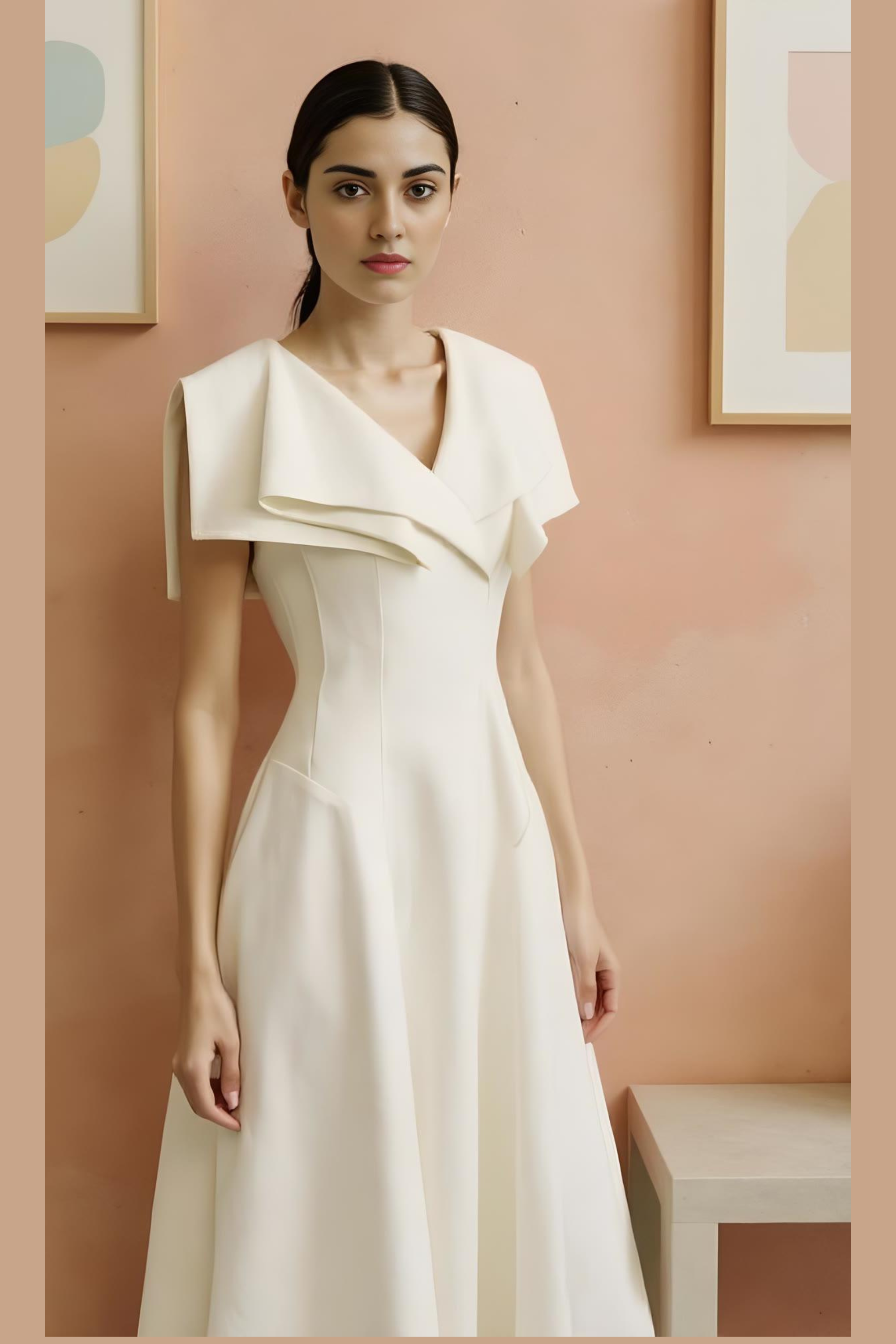 Origami Collar Midi (Ivory)