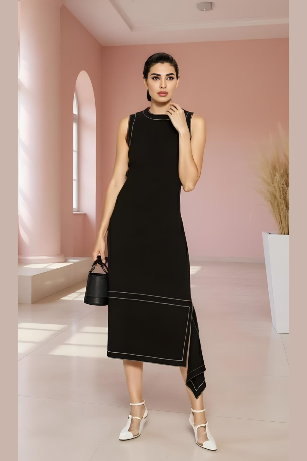 Edge-Stitch Asymmetric Midi