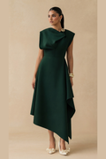 Emerald Crest Drape Midi
