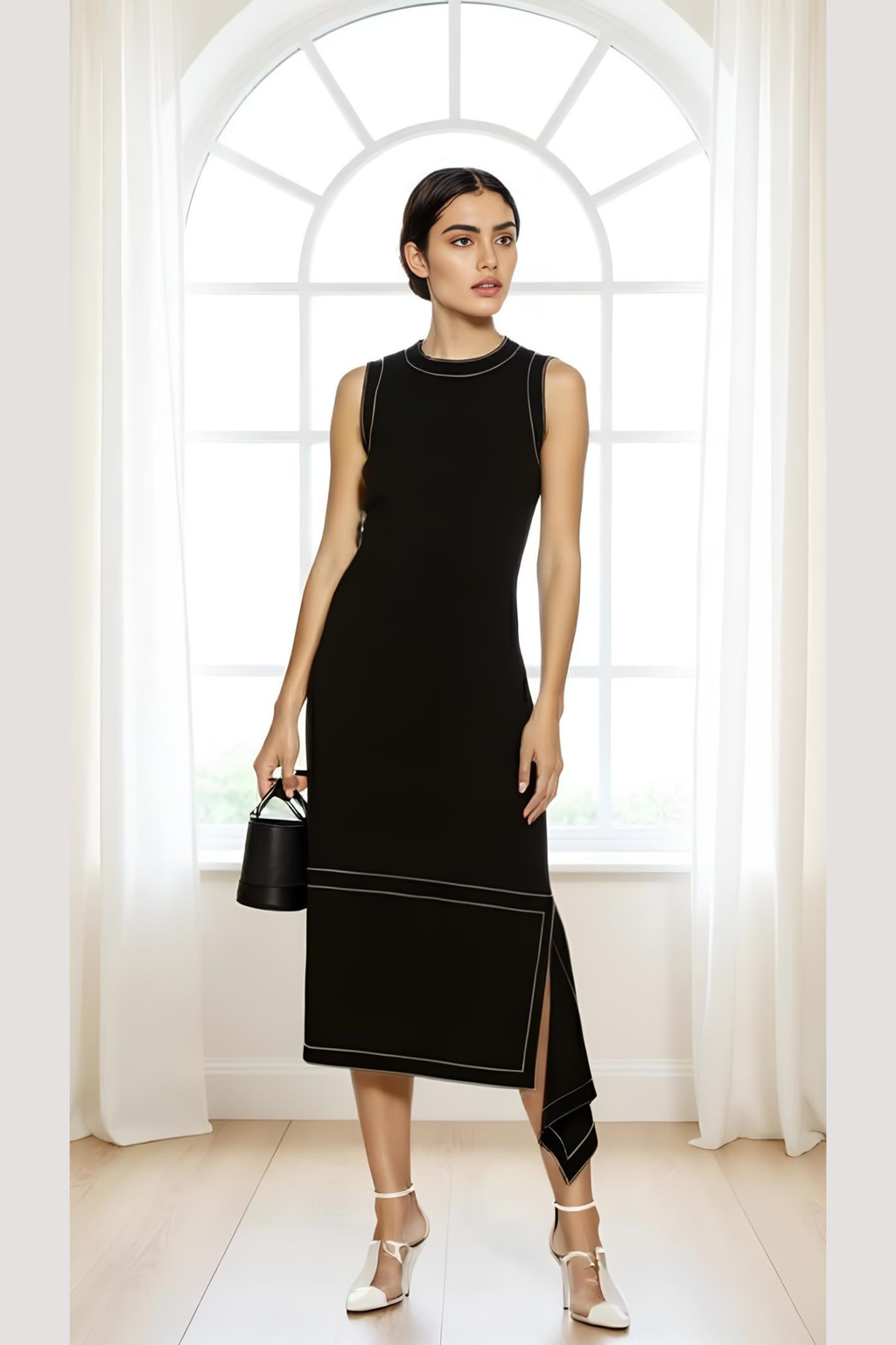 Edge-Stitch Asymmetric Midi
