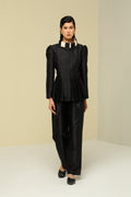 BLACK SILK PLEAT JACKET