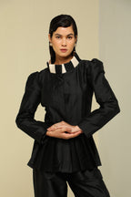 BLACK SILK PLEAT JACKET