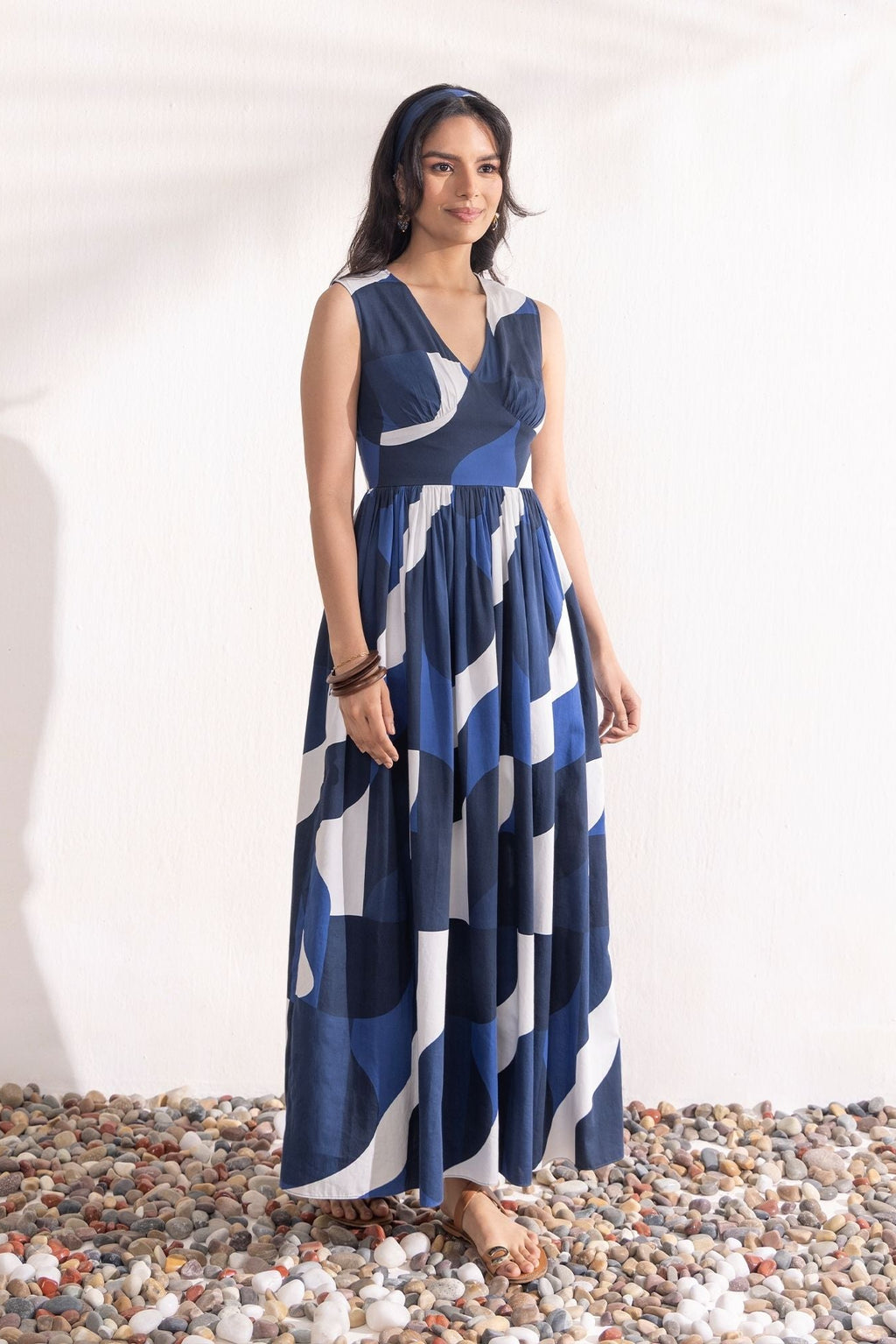 Navy Geo Maxi Dress