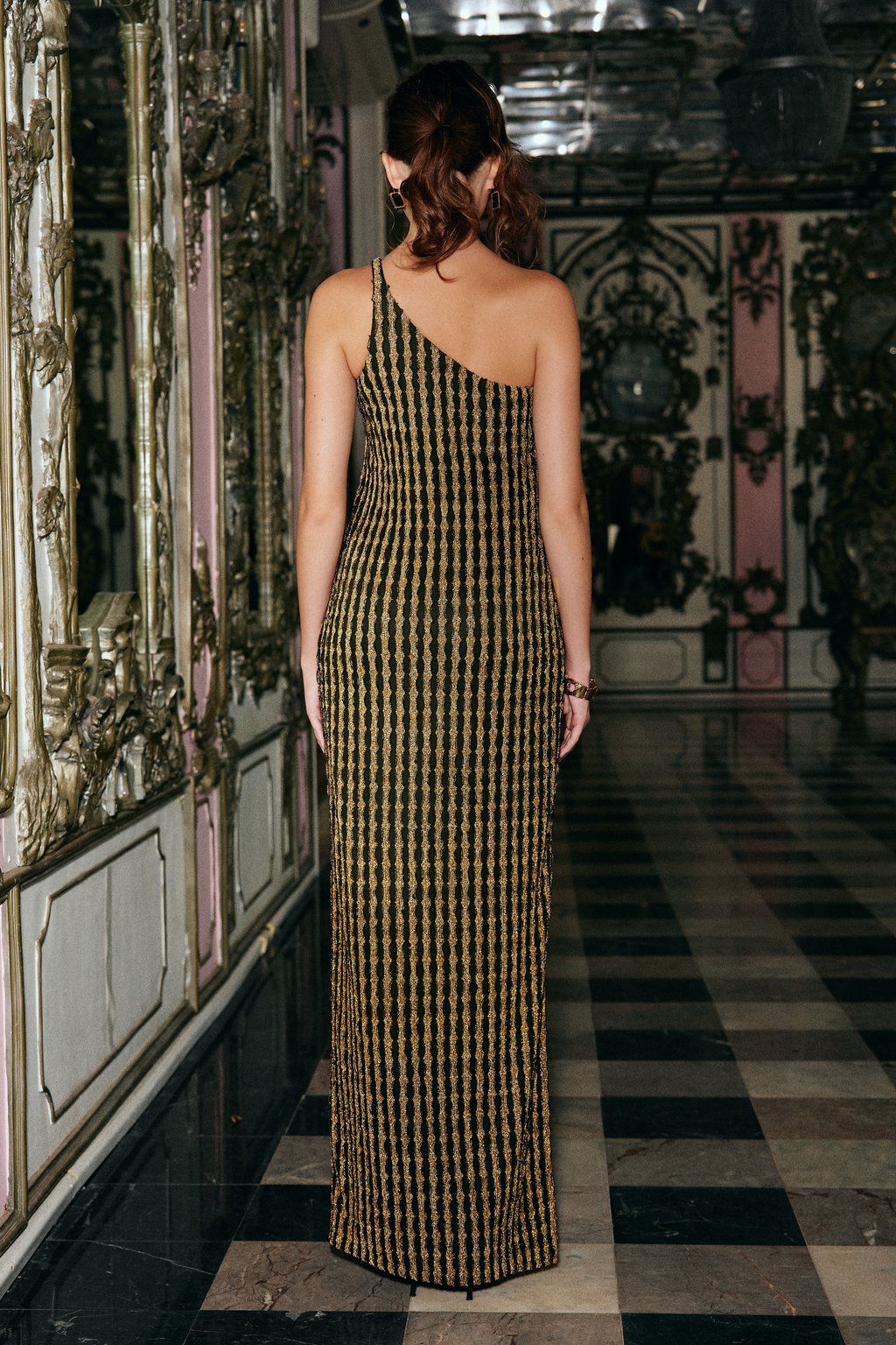 One-Shoulder Textured Gown