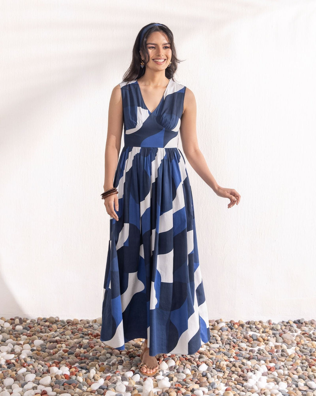 Navy Geo Maxi Dress
