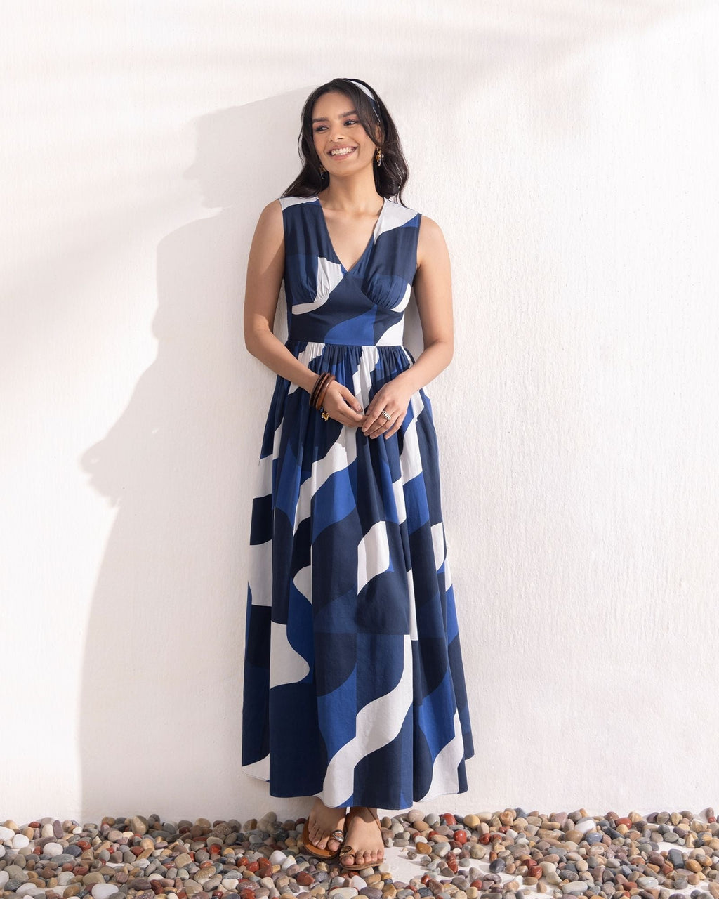 Navy Geo Maxi Dress