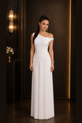 Ivory Pleated Drape Dress