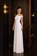 Ivory Pleated Drape Dress