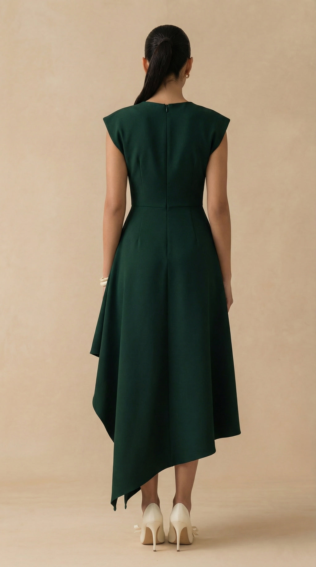 Emerald Crest Drape Midi