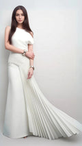 Ivory Pleated Drape Dress