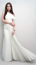 Ivory Pleated Drape Dress