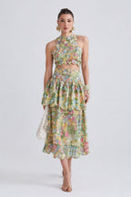 Casa Scalloped Top And Skirt Linen Set