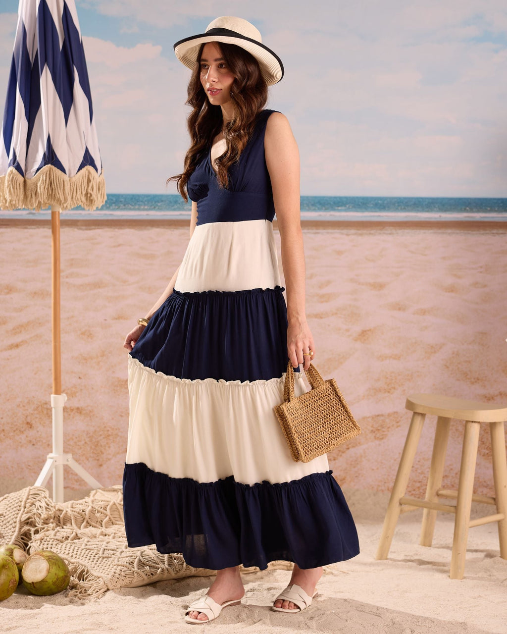 Navy & Ivory Maxi Dress