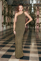 One-Shoulder Textured Gown