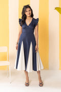 Navy & White Midi Dress