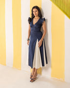 Navy & White Midi Dress