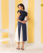 Navy & White Midi Dress