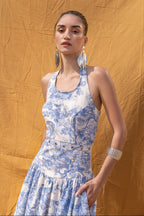 Marina Printed Denim Midi Dress