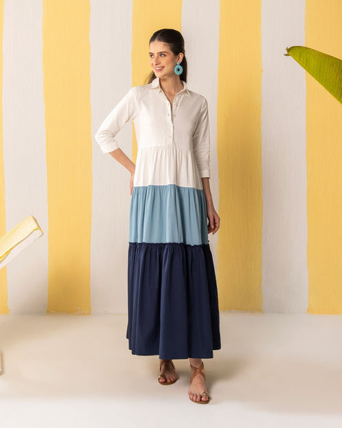 Blue & White Maxi Dress