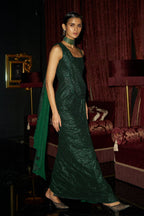 Sequin Sari Drape Gown