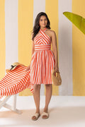 Red & White Striped Short Dress