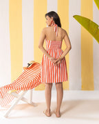 Red & White Striped Short Dress