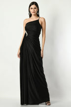 Abilene Black One-Shoulder Cocktail Gown