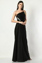 Abilene Black One-Shoulder Cocktail Gown
