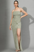 Amelia Sliver Mint Fancy Crepe Cocktail Dress For Women