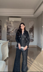 Black Tweed Blazer Set