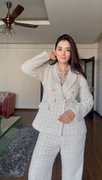 White Tweed Blazer Set