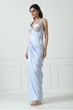 Lavender Gown with Pearl Embroidery For Women