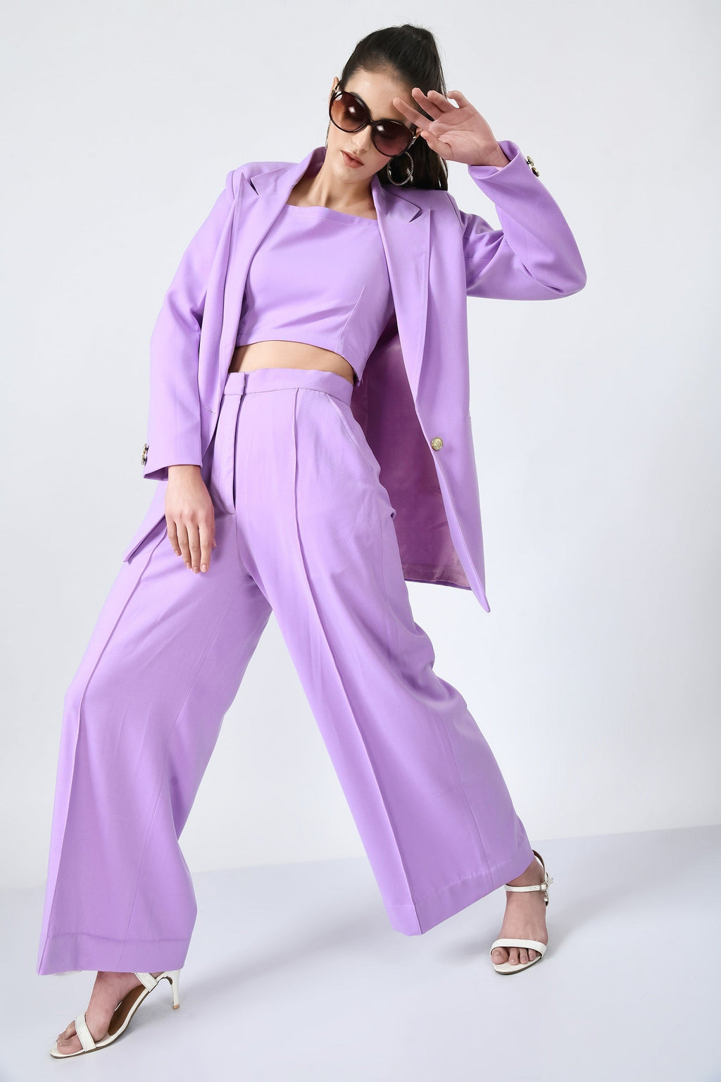Barbican Lilac Fine Crepe 3 Piece Blazer Set for Women