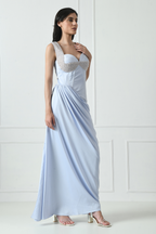 Lavender Gown with Pearl Embroidery For Women