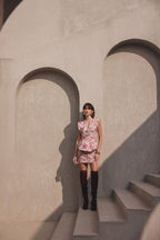 Archive beige pink peplum top with skirt