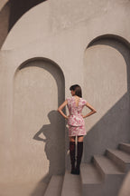 Archive beige pink peplum top with skirt