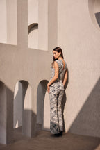 Archive beige black peplum top with pants