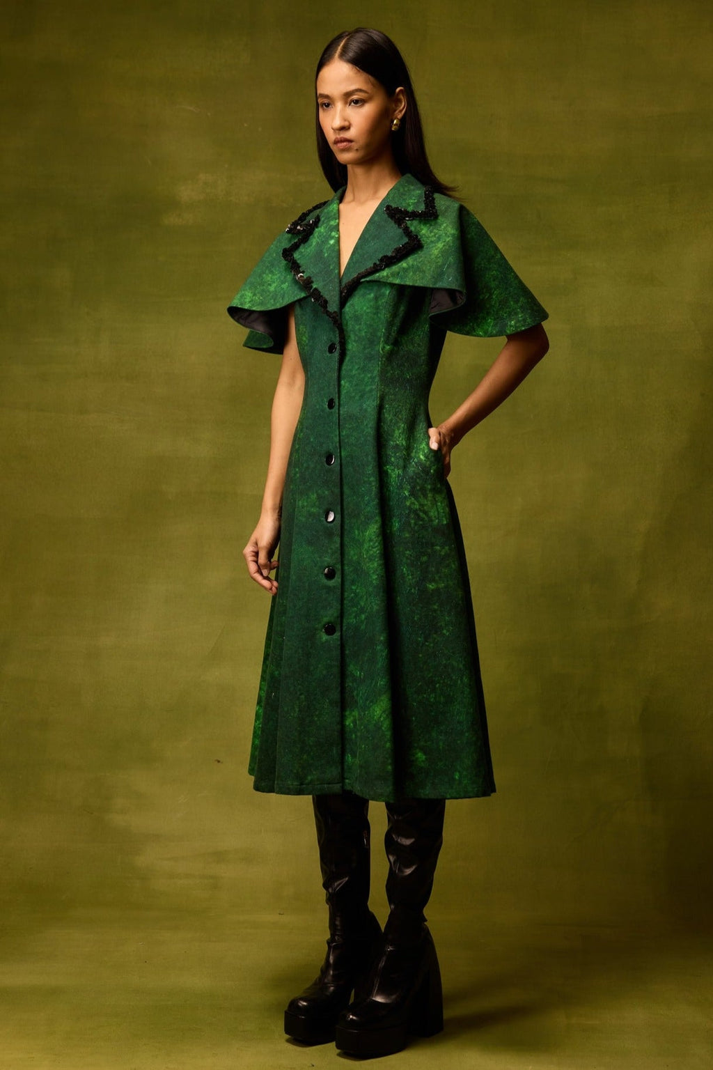 Emerald Muse Cape Dress