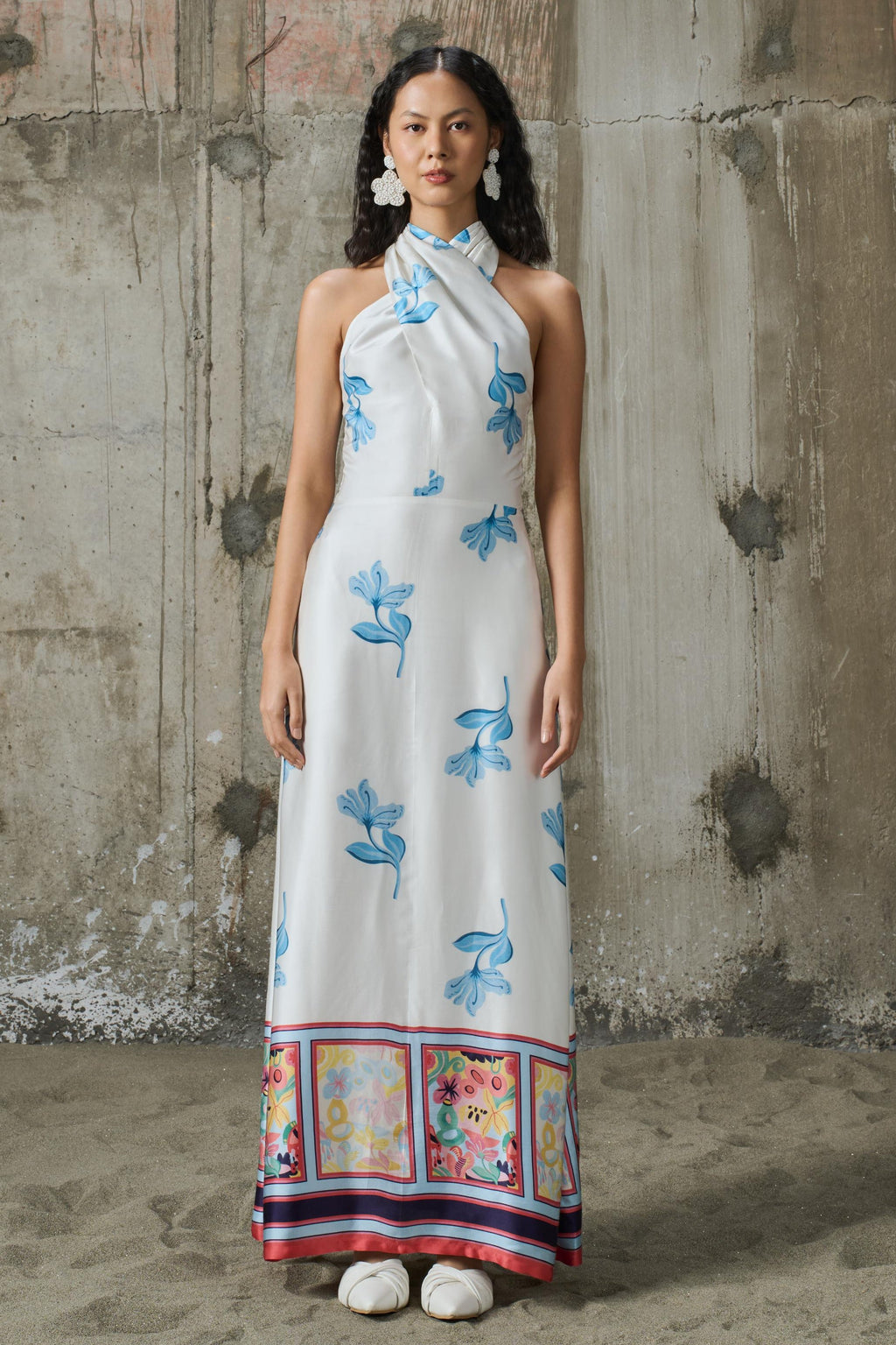 Blooming Edge Halter Neck Dress