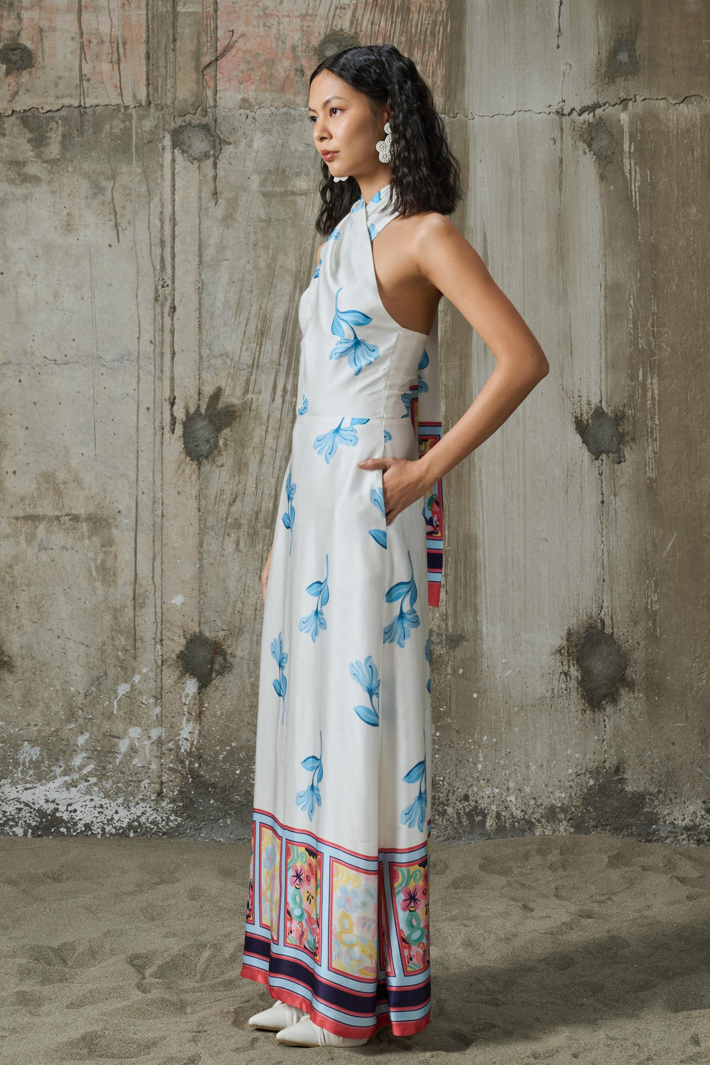 Blooming Edge Halter Neck Dress