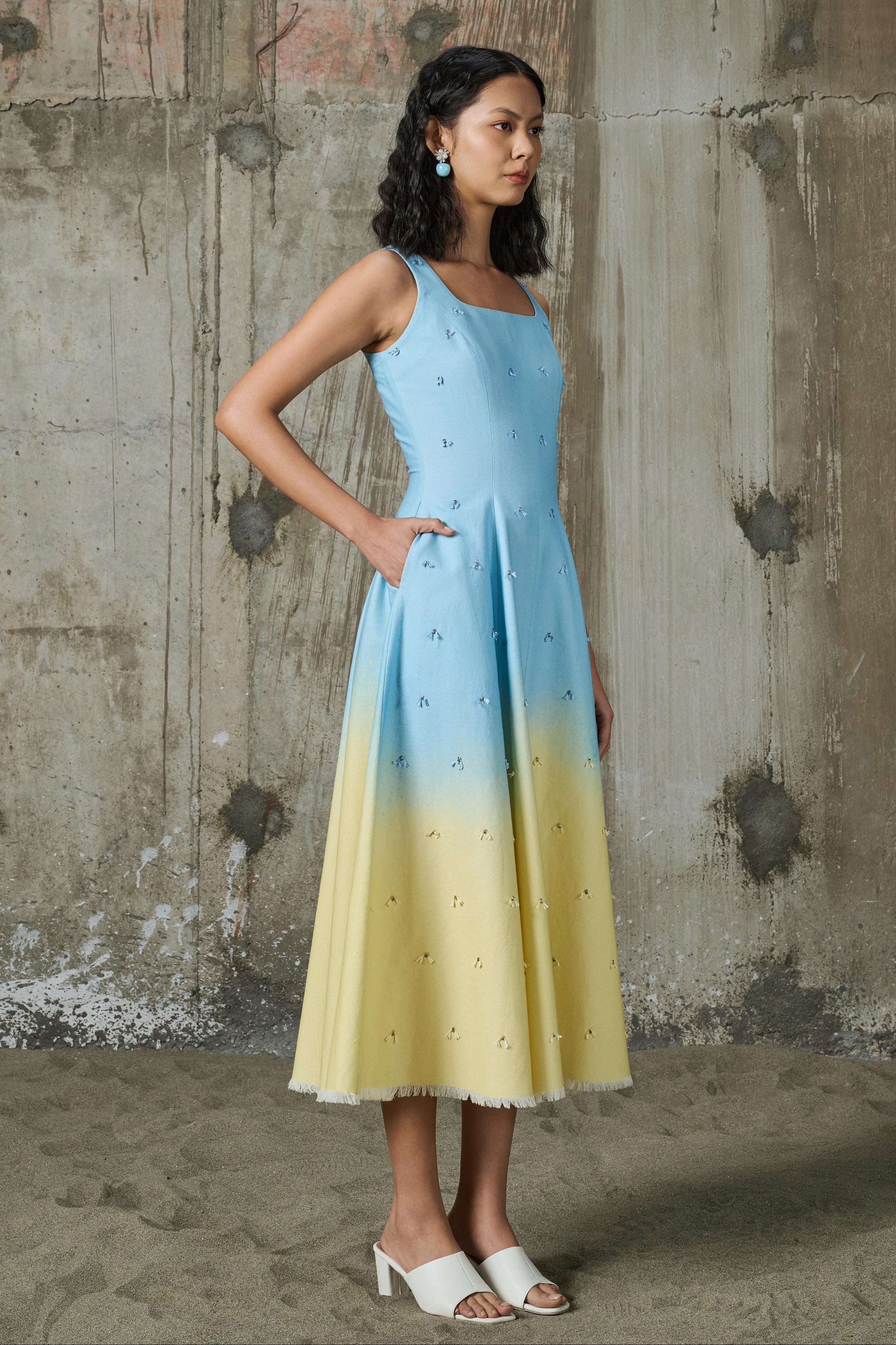 Soft Horizon Flared Midi Dress