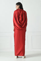 Red Indo-Western Skirt Dress With Cape for Women