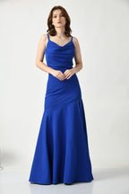 Alna Blue Shoulder Strap Evening Gown for Women