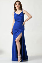 Alna Blue Shoulder Strap Evening Gown for Women