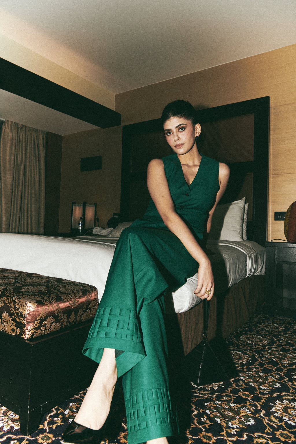 Sanjana Sanghi x Tailored Cross-weave Pants