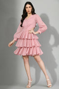Chic Ruffle Dress with Side Waist Cuts for Glamour